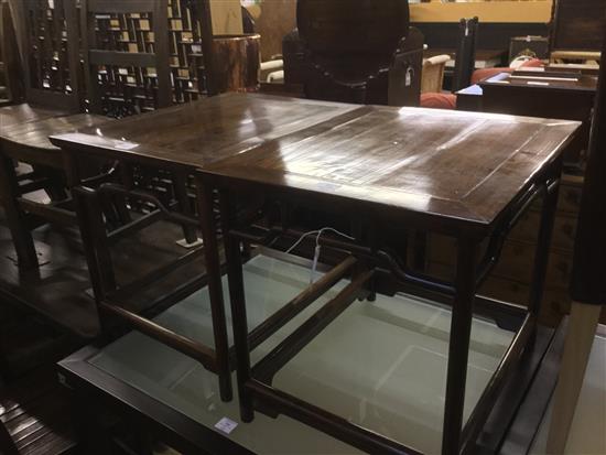 Set of two Chinese hardwood low tables